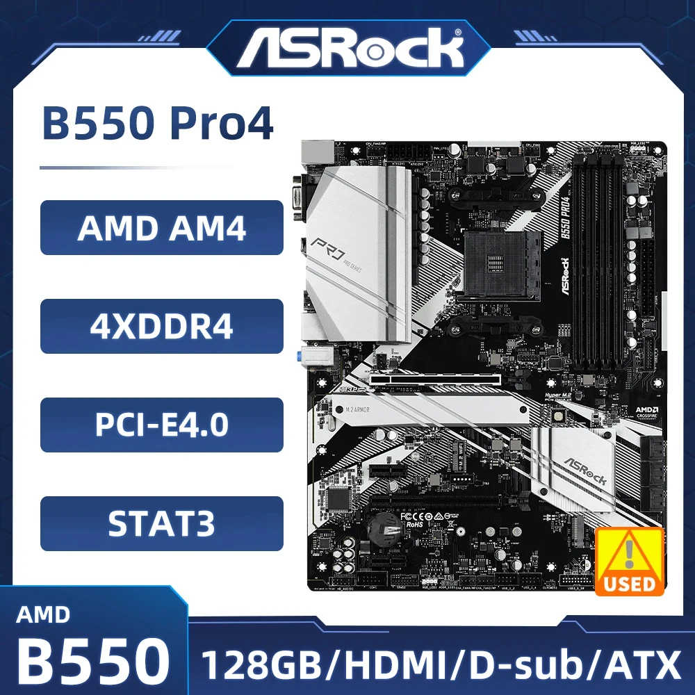 ASRock B550 Pro4 마더보드 AMD B550 소켓 AM4 지지대 Ryzen 5 5500 5700G 4600GE 3400G PRO 4650G CPU DDR4 128GB M.2 ATX