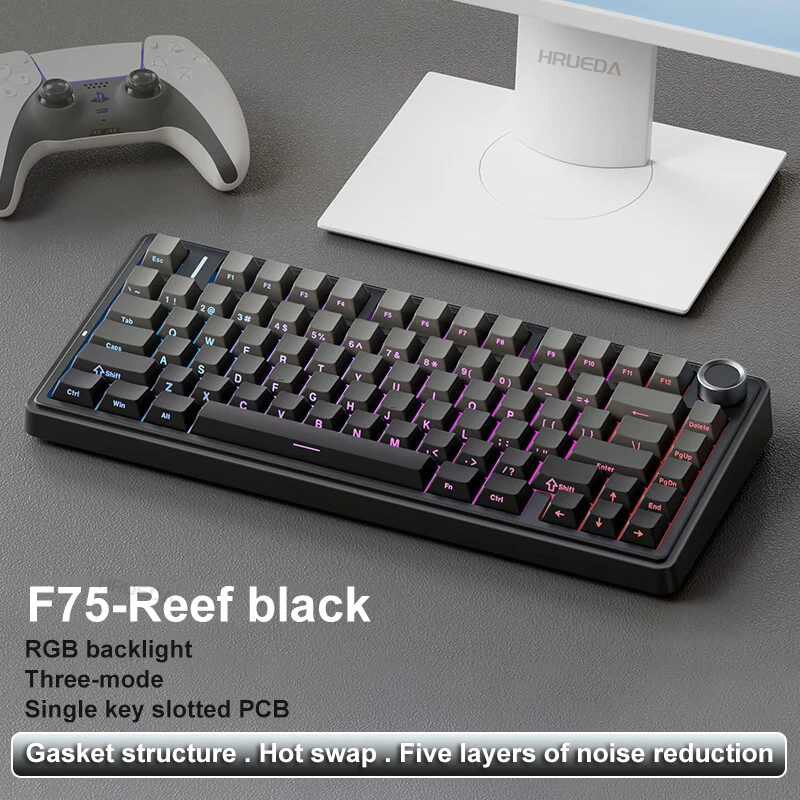 AULA F75 기계식 키보드 2.4G 무선 블루투스 유선 RGB PBT 75% 레이아웃