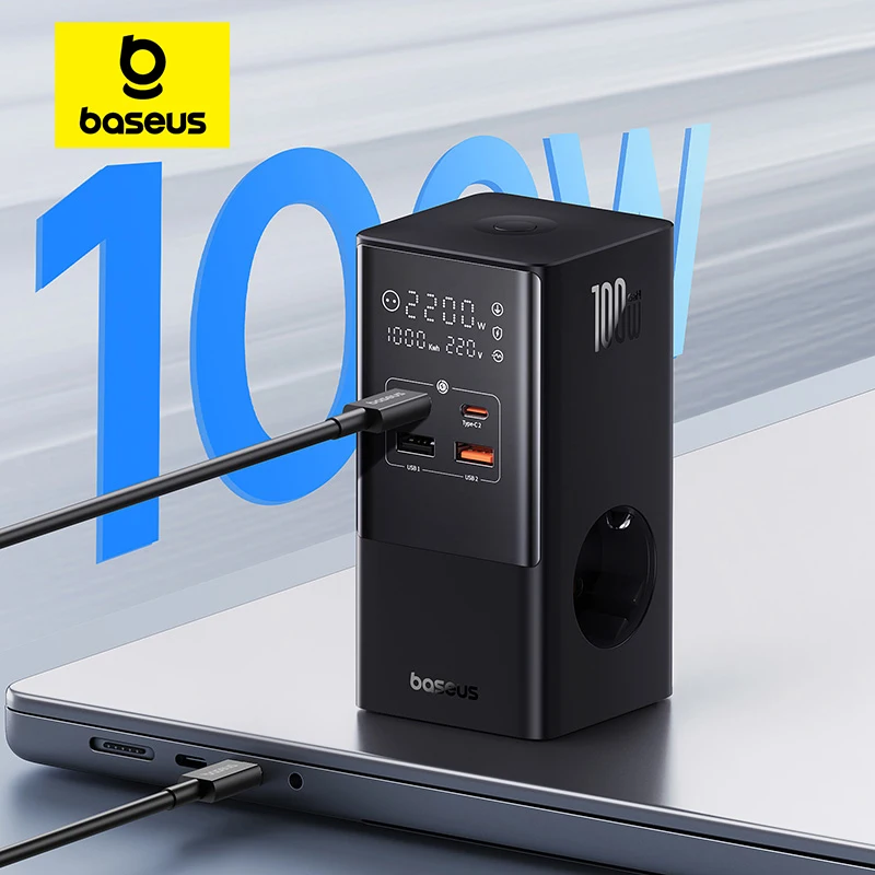 Baseus 100W 고속 USB 충전기 6 in 1 전원 스트립 데스크탑 충전 스테이션