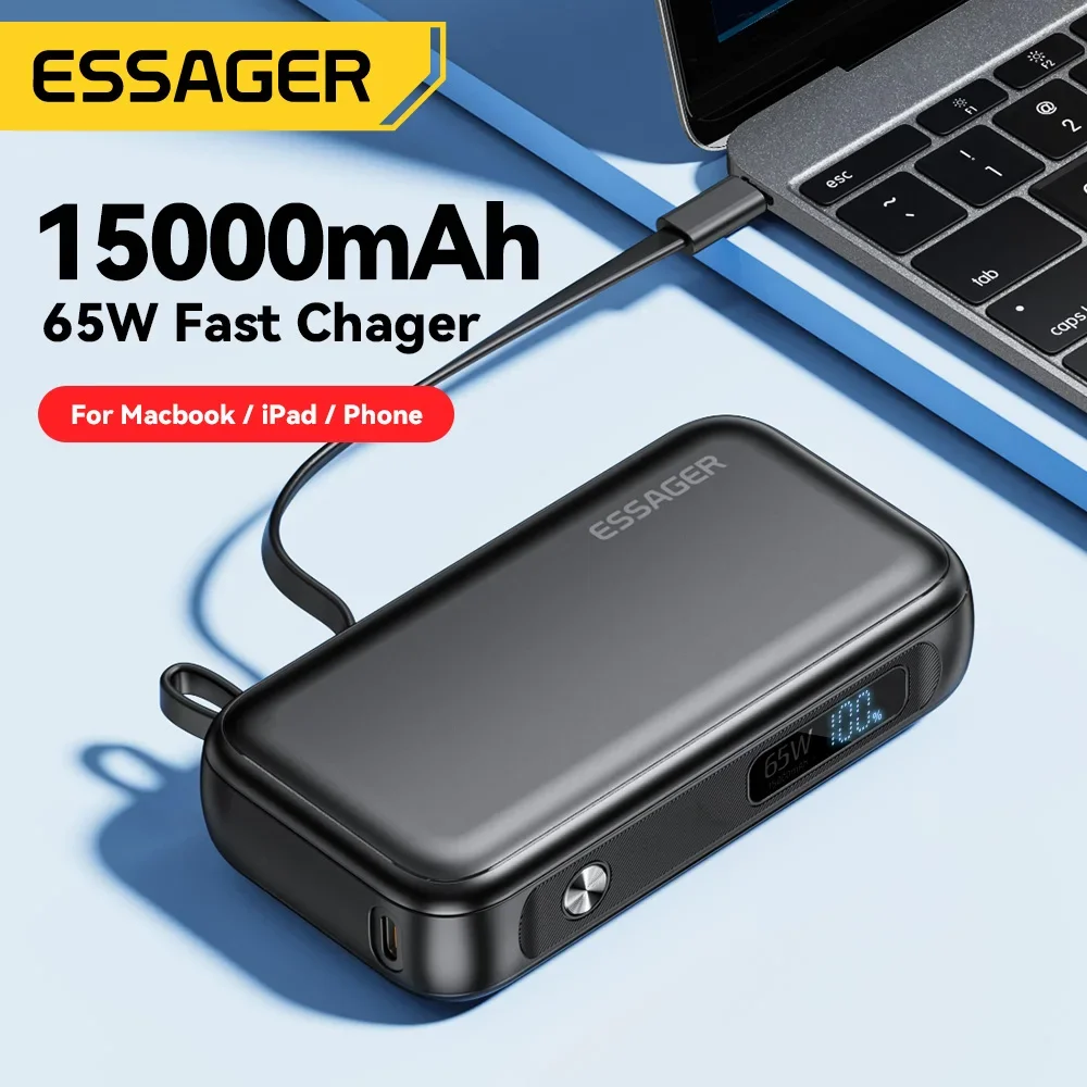 지금까지 만난 제품 중 최고 Essager 휴대용 15000mAh USB C 케이블 포함 깜짝 특가 세일 중!