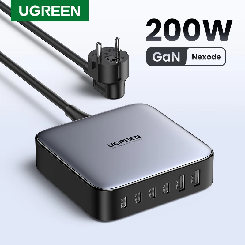 오늘만 할인 UGREEN 200W Gan 충전기 데스크탑 노트북 급속 충전기 6-in-1 어댑터 iPhone 15 14 Pro Max Xiaomi 삼성 태블릿 휴대폰 충전기 최고의 품질을 가진 제품입니다