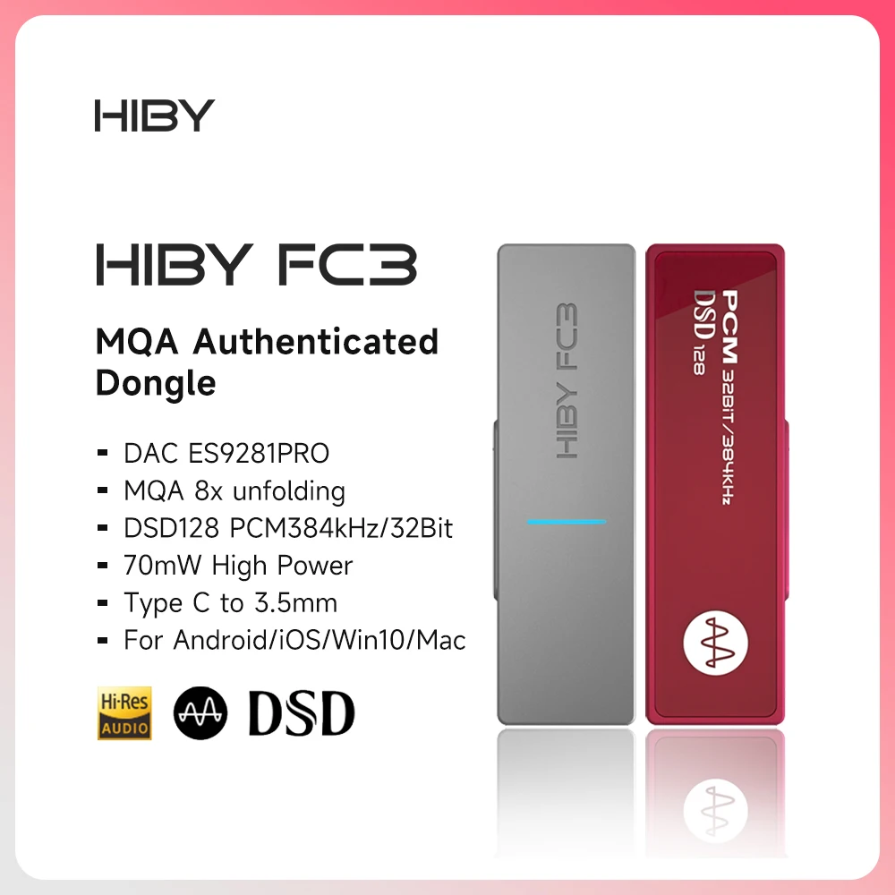 구매 욕구 폭발 HiBy FC3 휴대용 MQA 8X 동글 C타입 USB DAC 오디오 HiFi 디코더 지금 핫한 제품입니다!