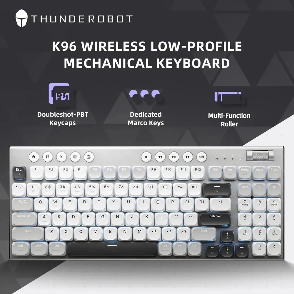 기간 한정 특가 THUNDEROBOT K96 무선 기계식 키보드 신상품 더 알아보고 특별 세일 참여하기