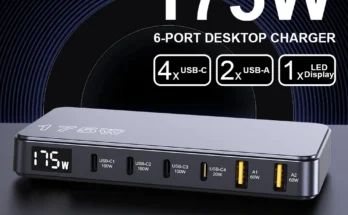 초대박 할인 맥북 삼성 아이폰용 Ueetop 175W GaN USB C 충전기 LED 디스플레이 6포트 데스크탑 충전기 타입 C PD 100W PPS 45W 고속 충전 가격 보장!