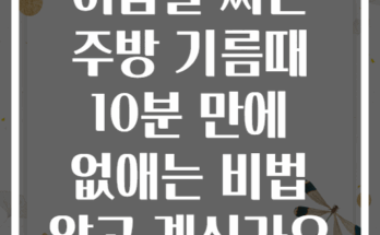 여름철 찌든 주방 기름때 10분 만에 없애는 비법 알고 계신가요